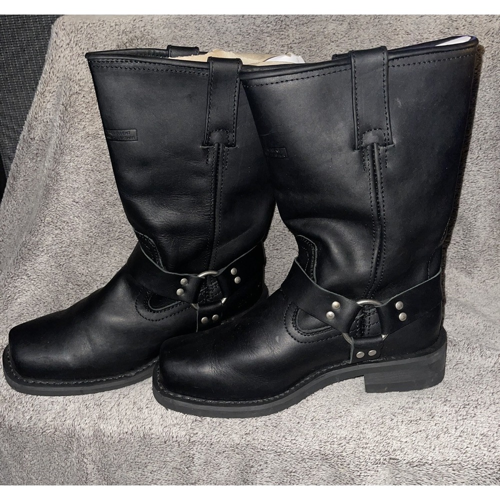RideTecs Mens Black 13in Harness Boot Full Grain Leather Biker 8.5 m